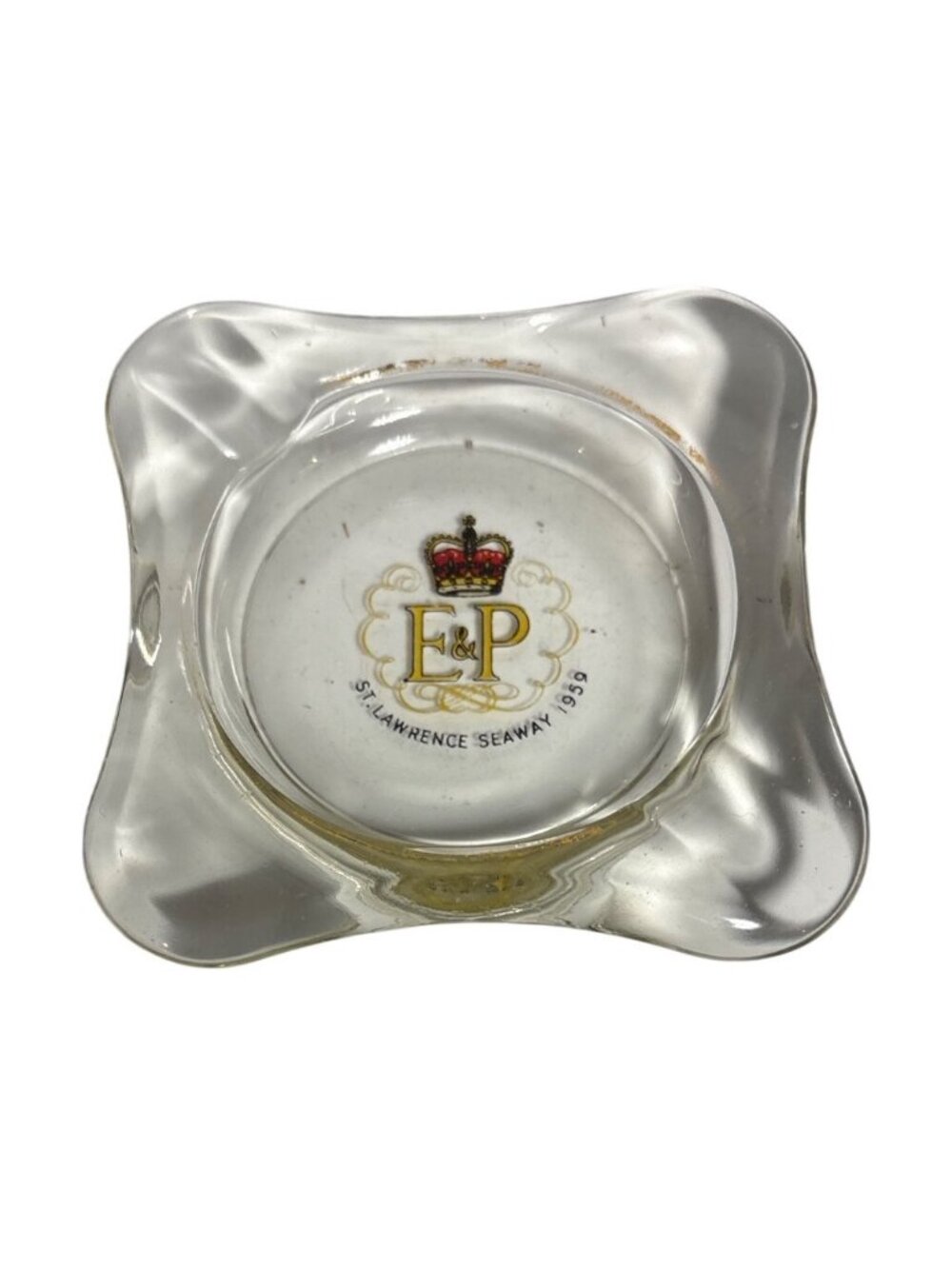 St. Lawrence Seaway Ashtray 1959 E&P Commemorative Glass Crown Logo